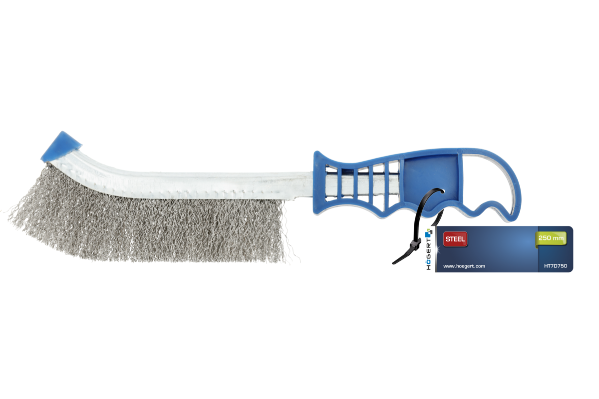 Hogert 250 mm handle steel brush, 0.3mm