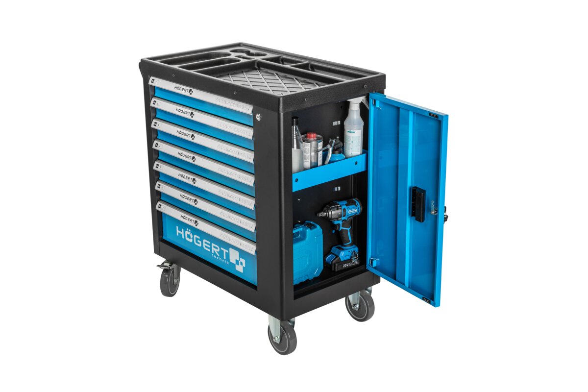 Hogert 7-drawer tool cabinet with a side door with accessories, 544 pcs.