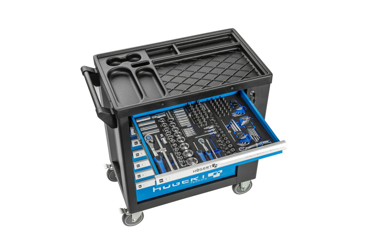 Hogert 7-drawer tool cabinet with a side door with accessories, 544 pcs.