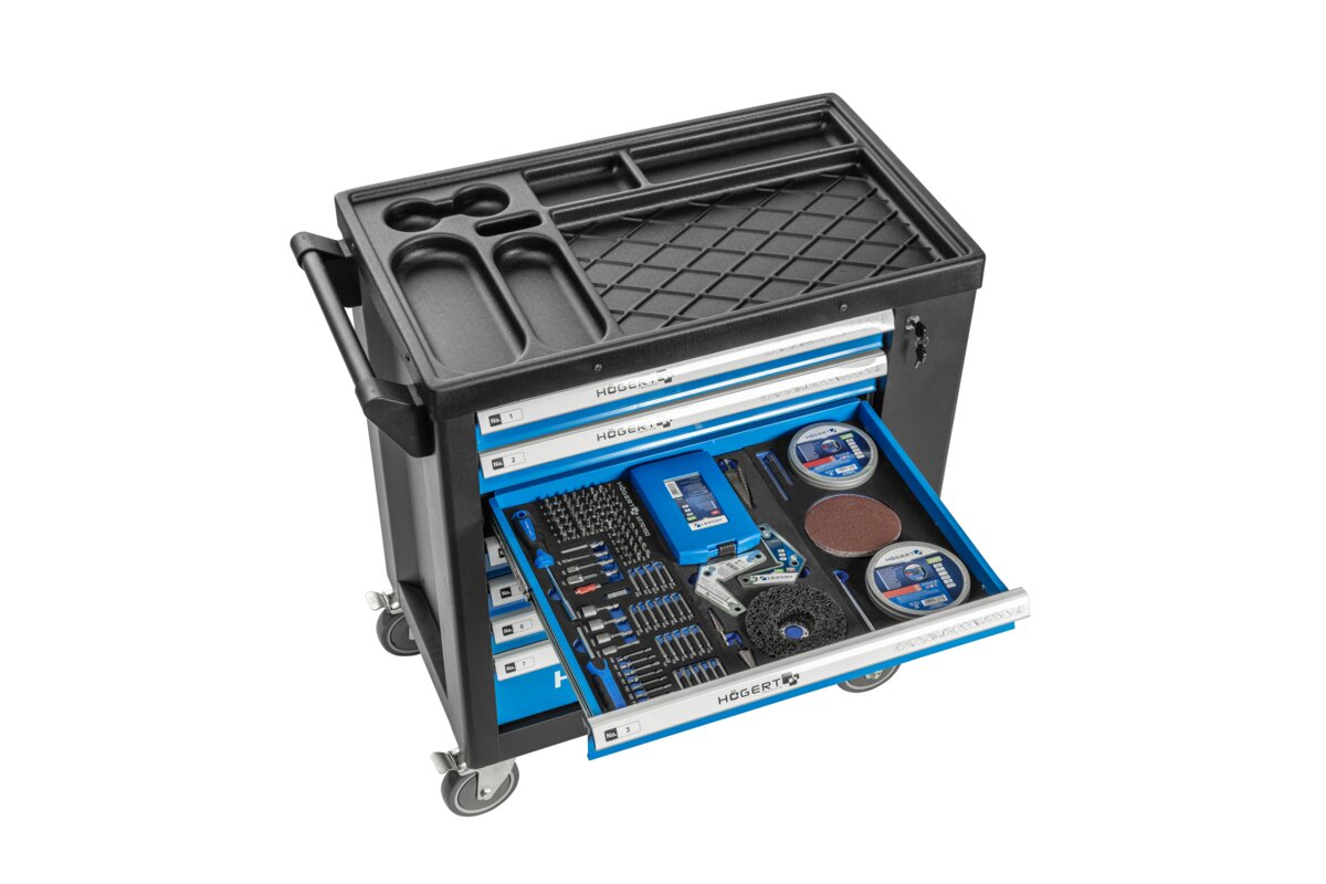 Hogert 7-drawer tool cabinet with a side door with accessories, 544 pcs.