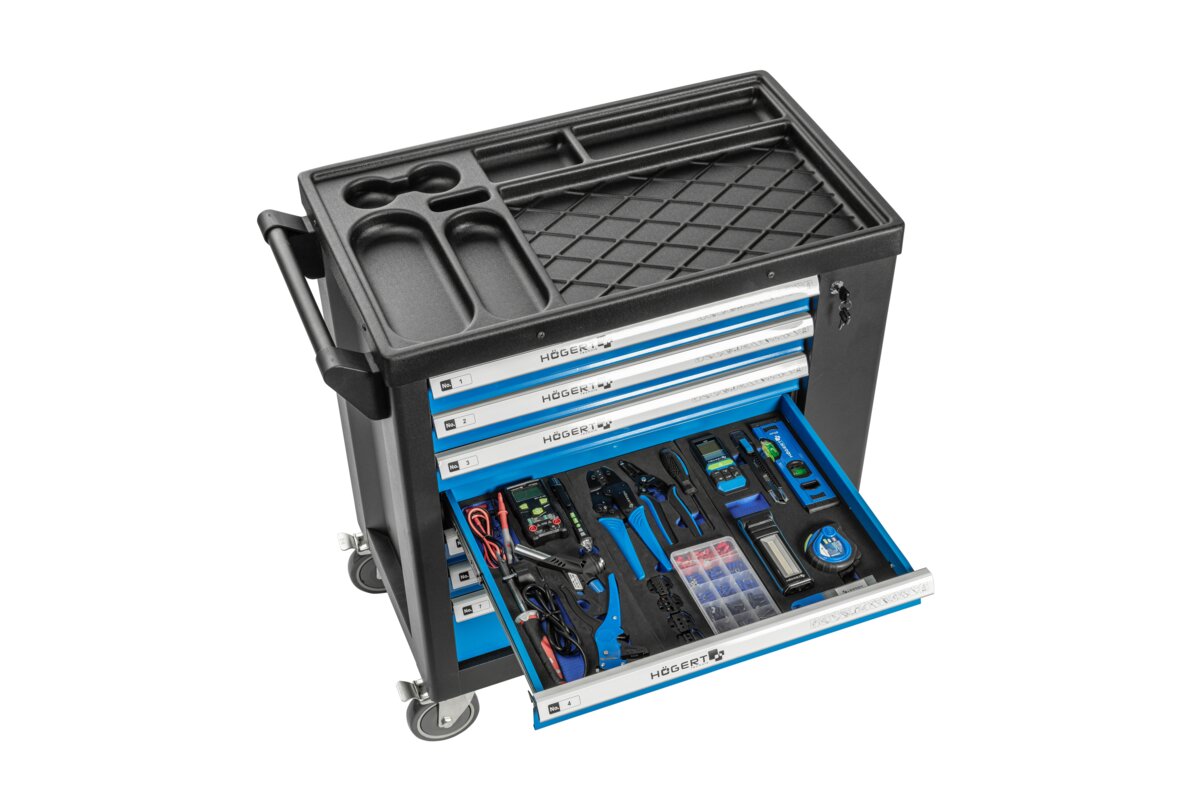 Hogert 7-drawer tool cabinet with a side door with accessories, 544 pcs.
