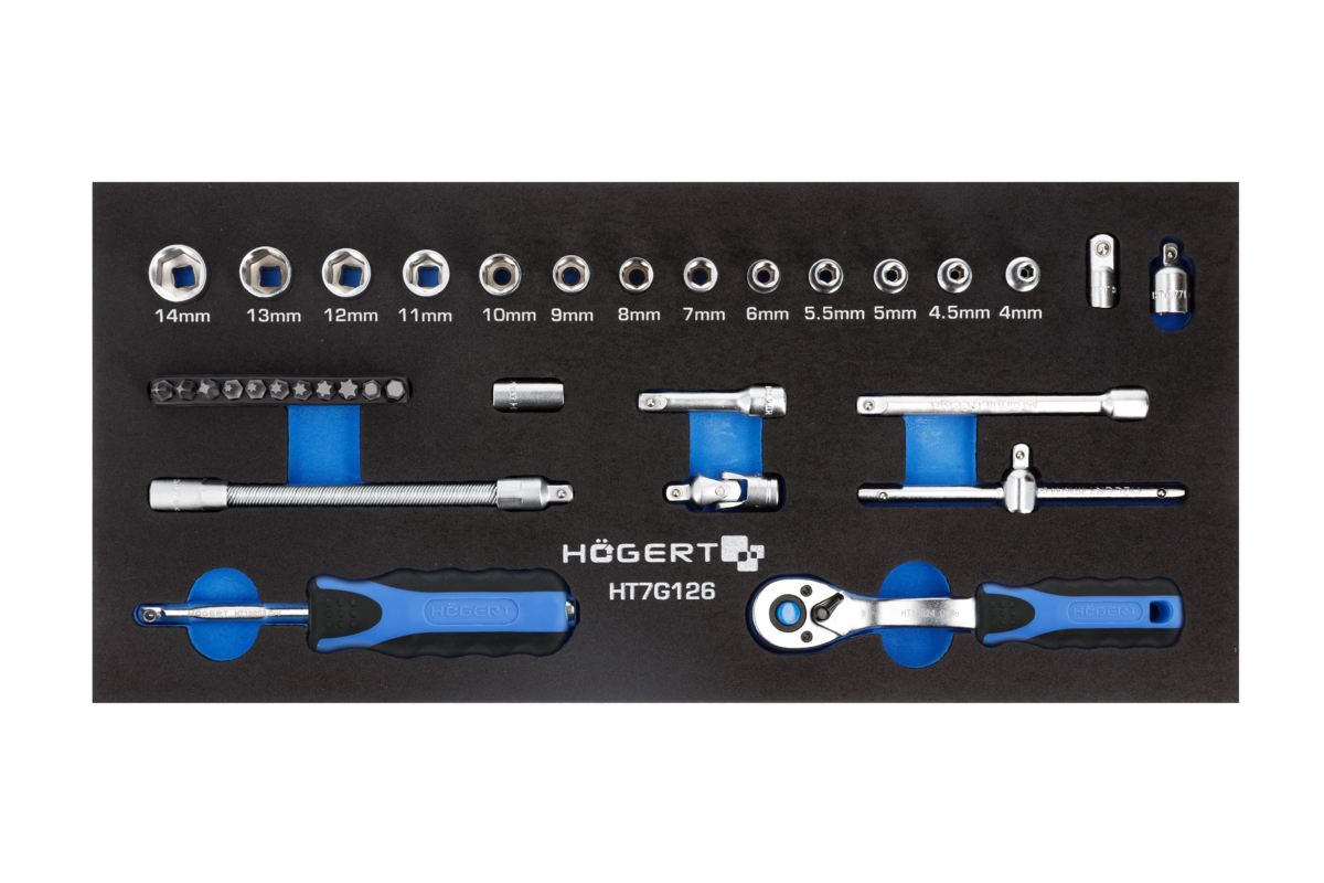 Sockets set with ratchet handle
