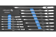 Hogert Combination ratchet spanner with flex head set 14 pcs, technical foam