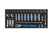 Hogert 3/8" ratchet tool set, 33 pcs, EVA insert