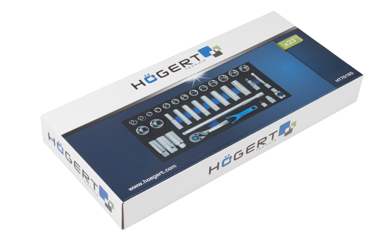 Hogert 3/8" ratchet tool set, 33 pcs, EVA insert