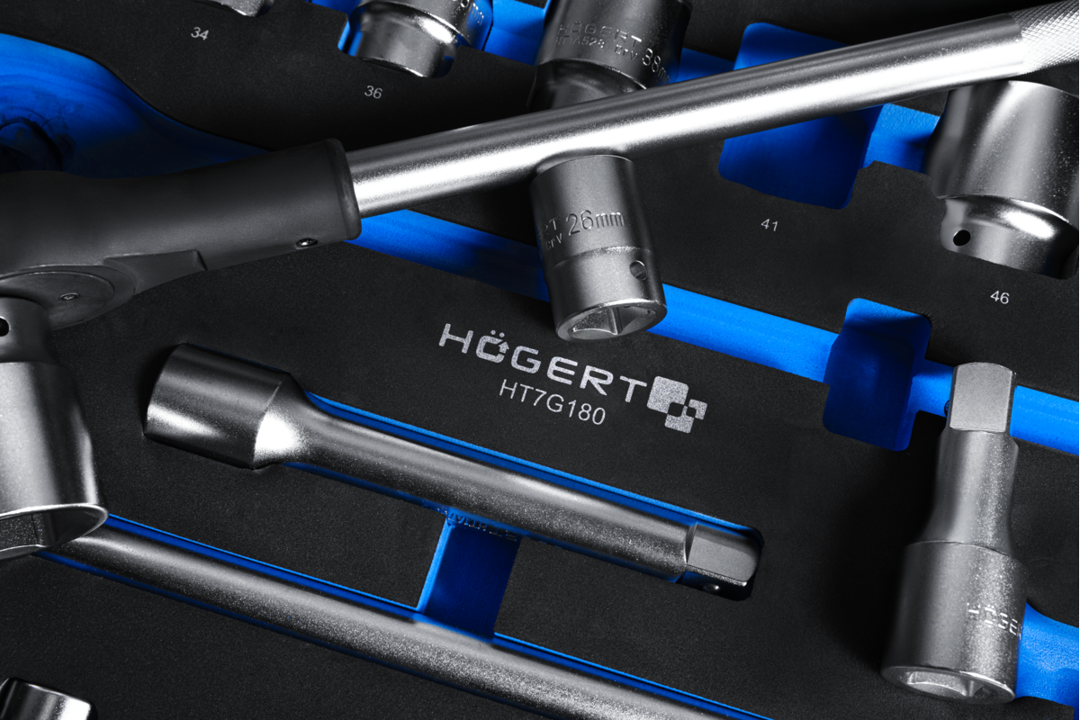 Hogert 3/4" ratchet tool set, 20 pcs, EVA insert