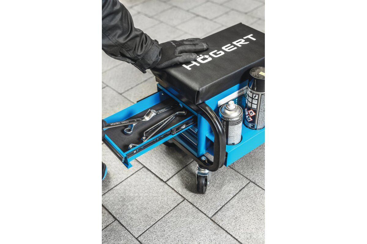 Workshop seat with 3 drawers