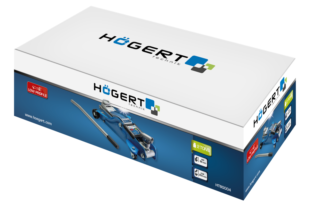 Hogert Hydraulic bottle jack, low profile 2 tonnes, 89-359 mm