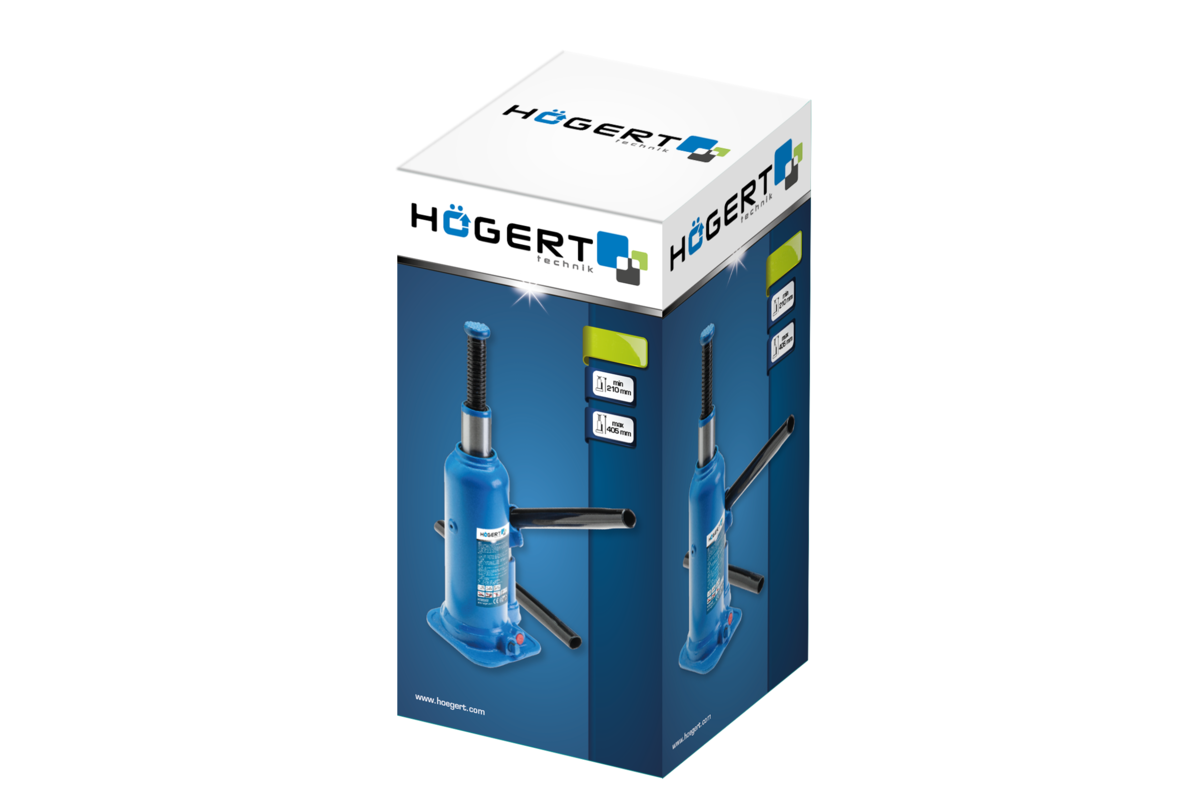 Hogert Hydraulic bottle jack, bar 8 tones, 225-450 mm
