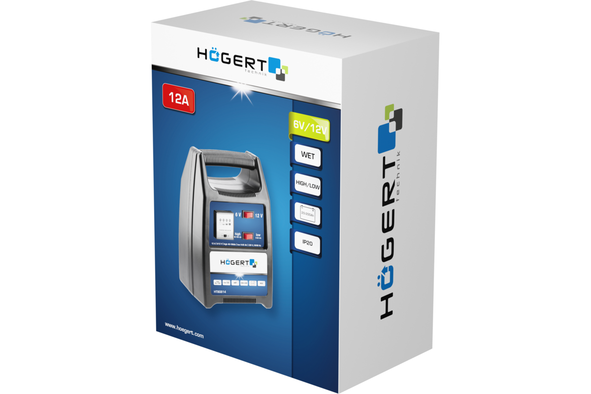 Hogert Electronic battery charger 6-12V, 12A