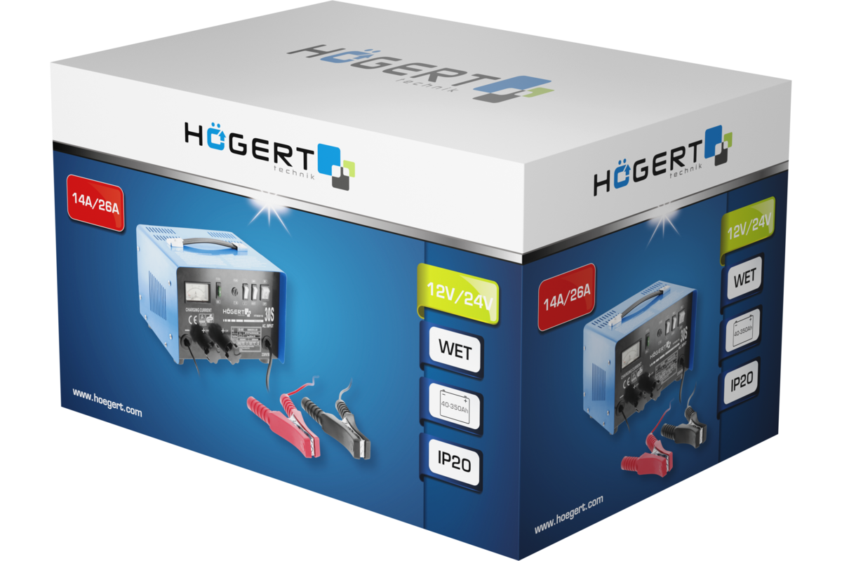 Hogert Electronic battery charger 12-24V, 14-26A