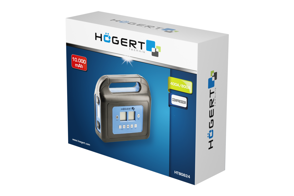 Hogert 400A jump starter with built-in compressor