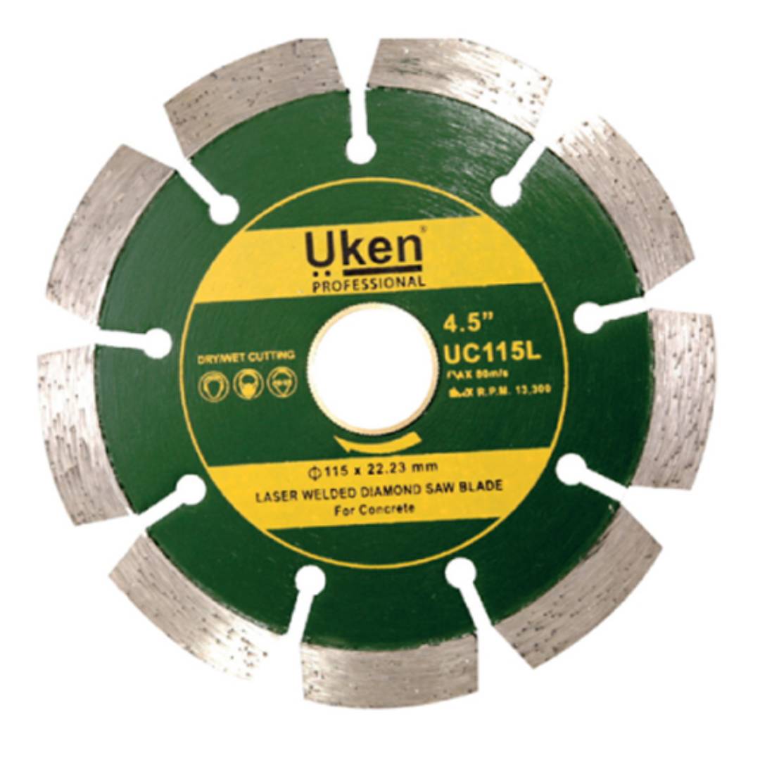 UKEN UC115L Laser Welded Diamond Saw Blade For Concrete 4.5" Diameter 115mm