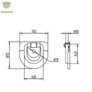 GL-14142S Stainless Steel Lashing Rope Tie Down Anchor D Ring for Truck Trailer UTE