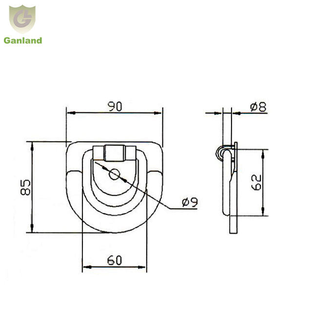 GL-14142S Stainless Steel Lashing Rope Tie Down Anchor D Ring for Truck Trailer UTE