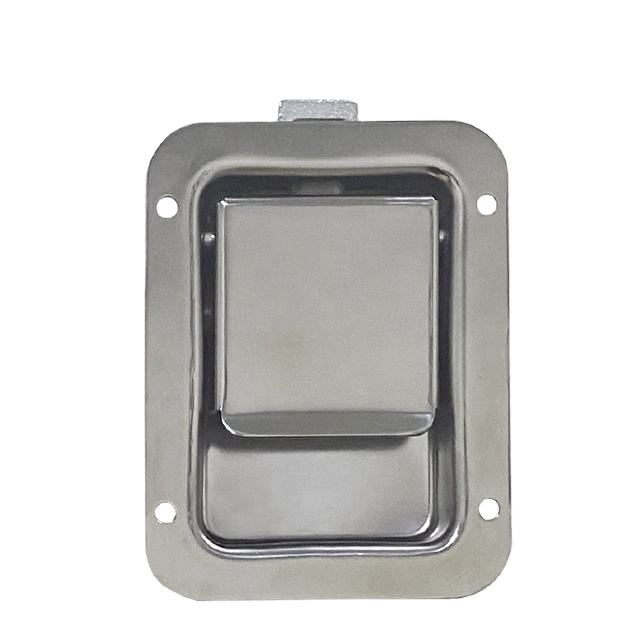 GL-12127 Polished 304 Stainless Steel Trailer Paddle Handle Latch Lock Cylinder Toolbox Handle Lock 119mm Length 92mm Width
