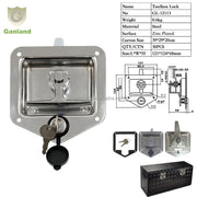 GL-12113 Zinc Plated Steel 0.6kgs Length 121mm Paddle Lock Tear Drop Latch Rotary Locking Recessed Tool Box Lock
