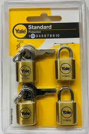 مجموعة أقفال نحاسية من ييل Y110/20/111/4، 4 قطع، مقاس 20 مم 