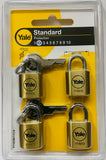 Yale Y110/20/111/4 Brass Padlocks 4pcs set 20mm