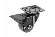 Furniture roller GTV CALIBRO, H=50,5 mm, fi35 mm, with brake, plastic + steel, black