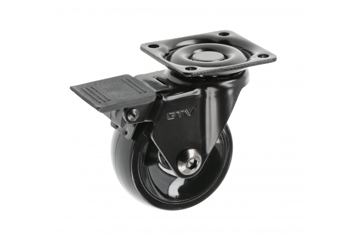 Furniture roller GTV CALIBRO, H=64 mm, dia50 mm, braked, plastic + steel, black