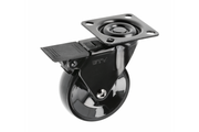 Furniture roller GTV CALIBRO, H=97 mm, fi75 mm, with brake, plastic + steel, black