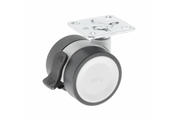 Furniture roller GTV CIRCO, H=61,5 mm, fi50 mm, braked, plastic + steel, grey + light grey
