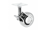 Furniture roller GTV GIRA, H=94 mm, dia60 mm, braked, plastic + steel, chrome plated + grey matt