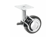 Furniture roller GTV GIRA, H=94 mm, dia60 mm, braked, plastic + steel, black + chrome