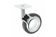Furniture roller GTV GIRA, H=107 mm, fi75 mm, without brake, plastic + steel, black + chrome