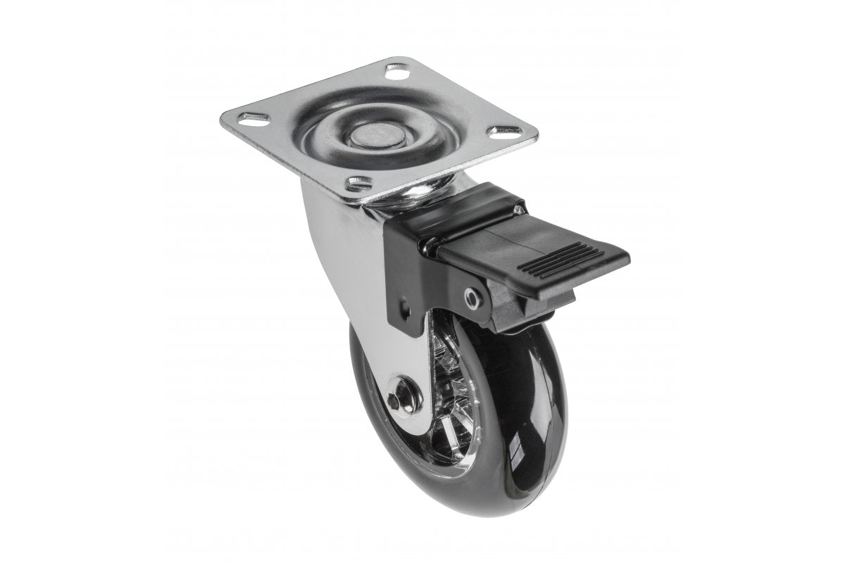 Furniture wheel, Brazylia, black, 75mm (with brake)