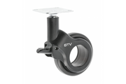 Furniture roller GTV STRADA, H=92,5 mm, dia60 mm, braked, plastic + steel, black