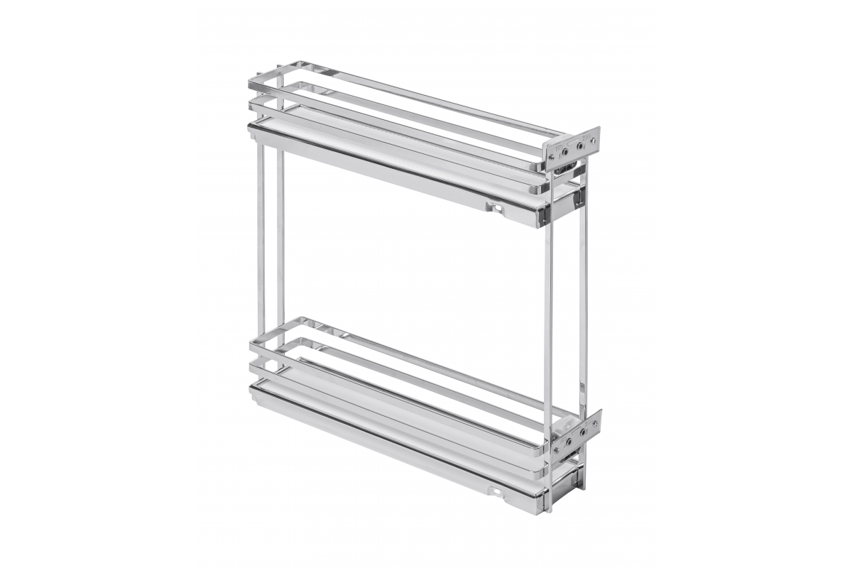 MovixPro side cargo basket, 2 shelves, for cabinet 150mm, without guides, chrome, mat white