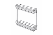 Cesta lateral de carga MovixPro, 2 estantes, para mueble de 150 mm, sin guías, cromada, blanco mate