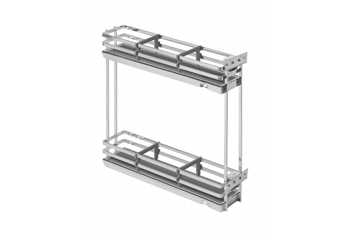 Side cargo basket MovixPro, 2 shelves, for 200mm cabinet, without slides, chrome