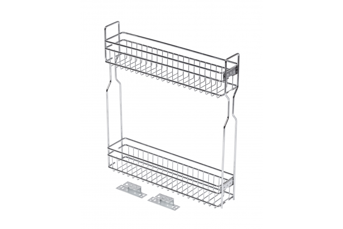 Movix side cargo basket, 2 shelves, for cabinet 150mm, without guides, chrome-plated