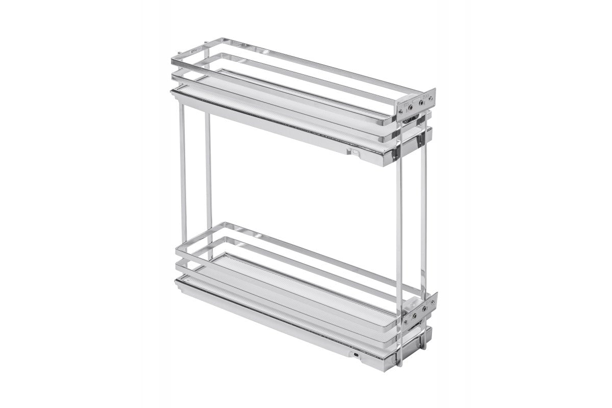 MovixPro side cargo basket, 2 shelves, for cabinet 200mm, without guides, chrome,white mat