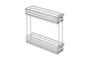 Cesta lateral de carga MovixPro, 2 estantes, para mueble de 200 mm, sin guías, cromada, blanco mate