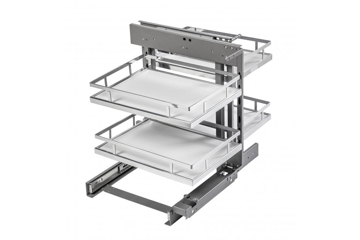 MovixPro retractable corner for cabinet with front 500 mm chrome, mat white
