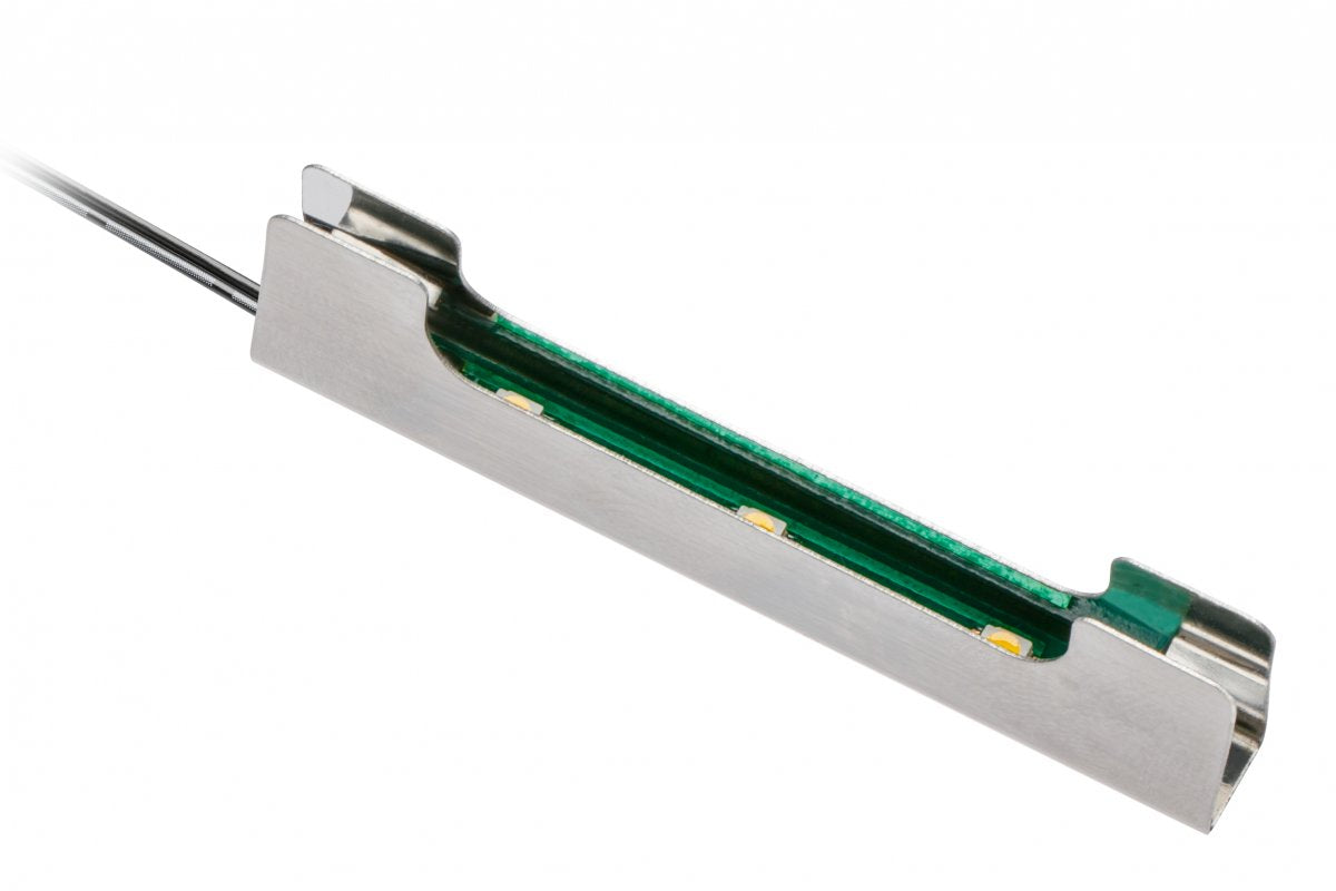 Metal clip 3xLED cold white for glass shelf 8mm, 0.24W/12V, 2m cable with mini amp male
