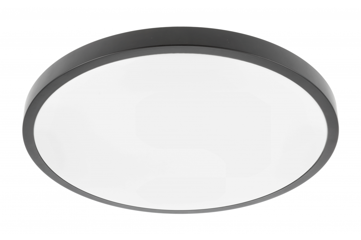 Ceiling lamp ATOL LED, ?400mm, 3000K, 32W, 2560lm, AC220-240V, 50/60 Hz, PF>0,9, IP54, black, 3y