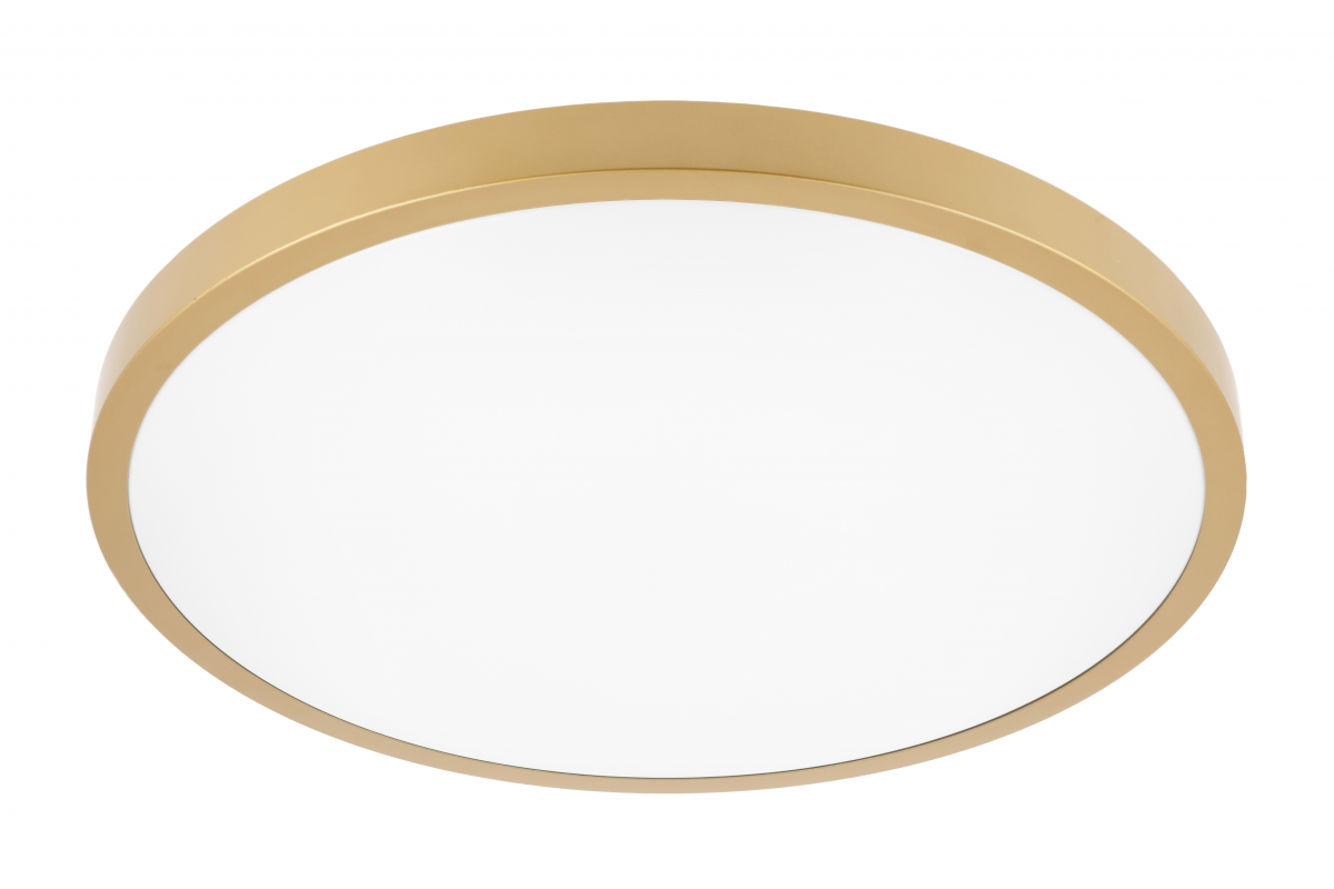 Ceiling lamp ATOL LED, ?400mm, 3000K, 32W, 2560lm, AC220-240V, 50/60 Hz, PF>0,9, IP54, gold, 3y