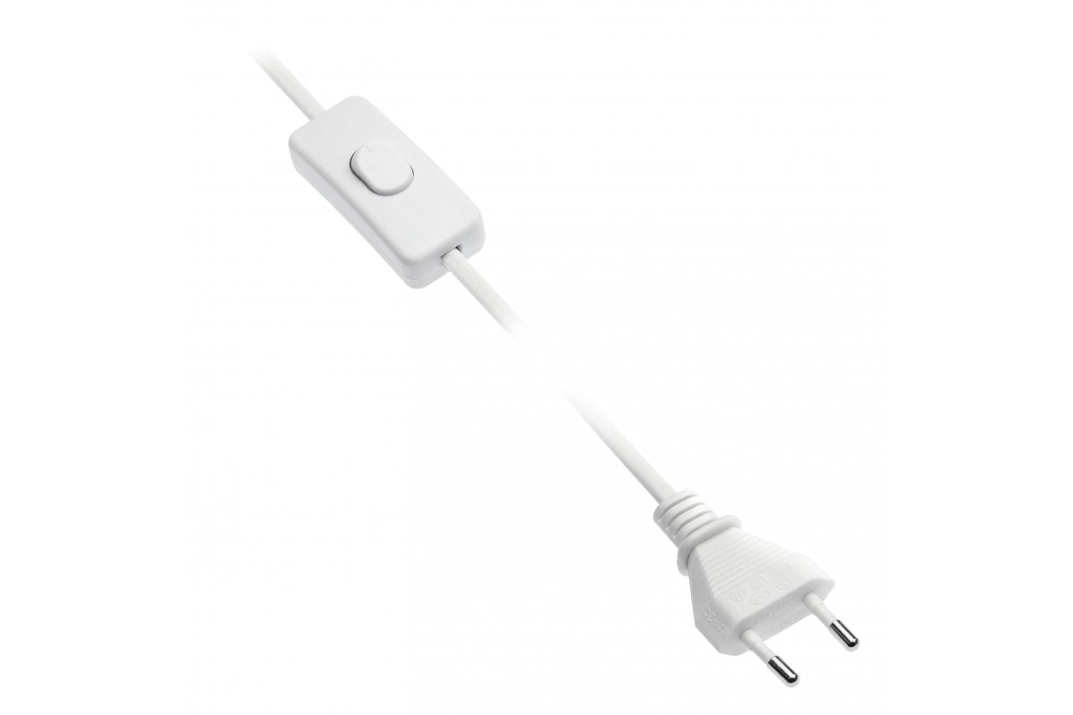 Power cable with plug, with switch, 2m, white,2x0,75mm2
