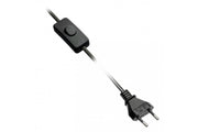 Cable de alimentación con enchufe e interruptor, 2m, negro, 2x0,75mm2
