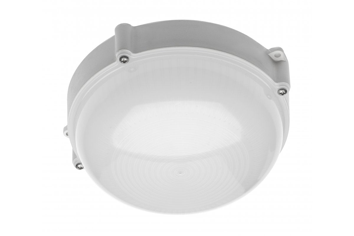 LED bulkhead fixture LUXIA 10W ROUND, 700lm, IP65, AC220-240V, 50/60Hz, beam angle 220°, neutral white, white housing