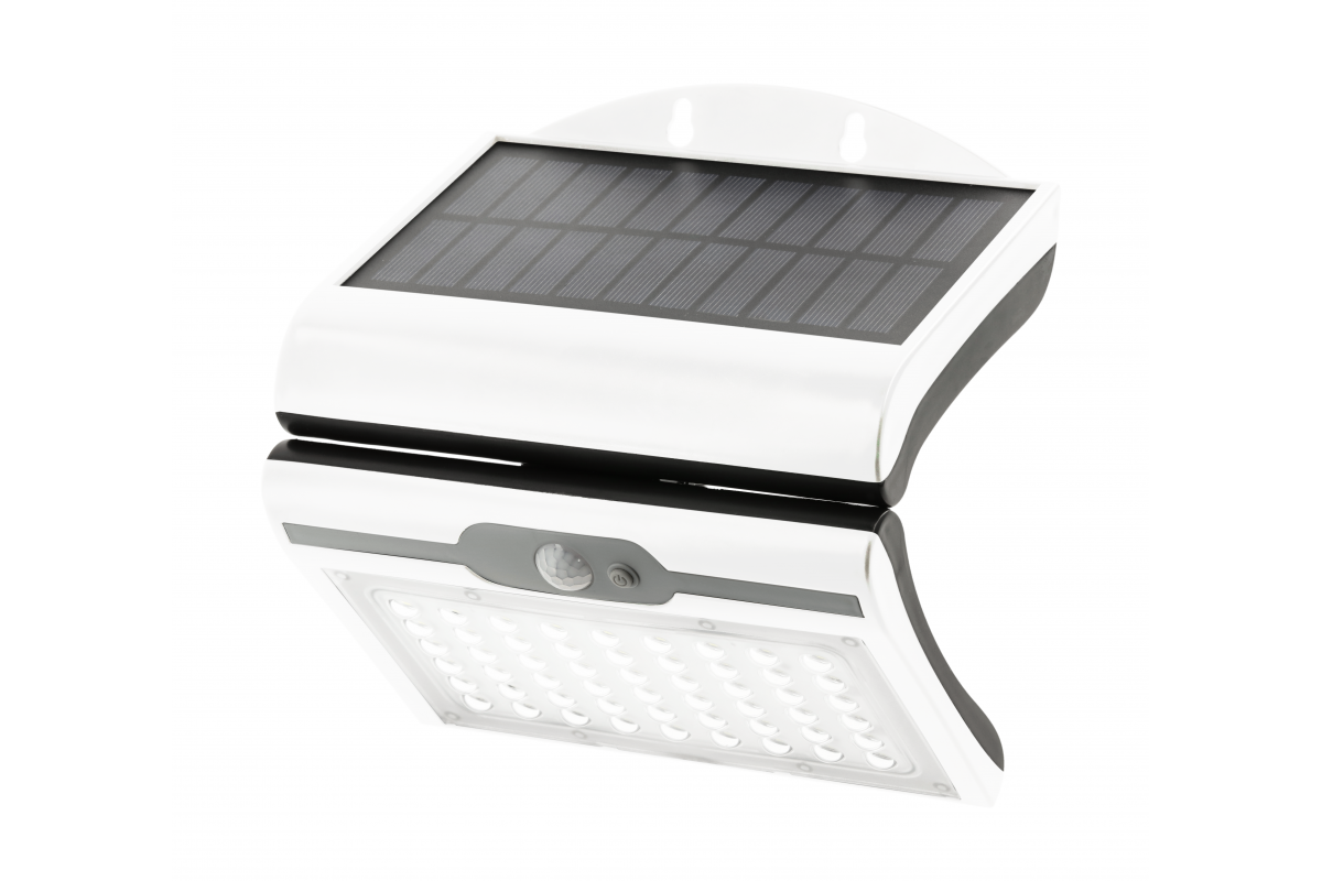 RAMOS Solar Facade Luminaire with Motion/Dusk Sensor, 50W, 300lm, 3,7V 1800mAh, IP44, 6000K, white