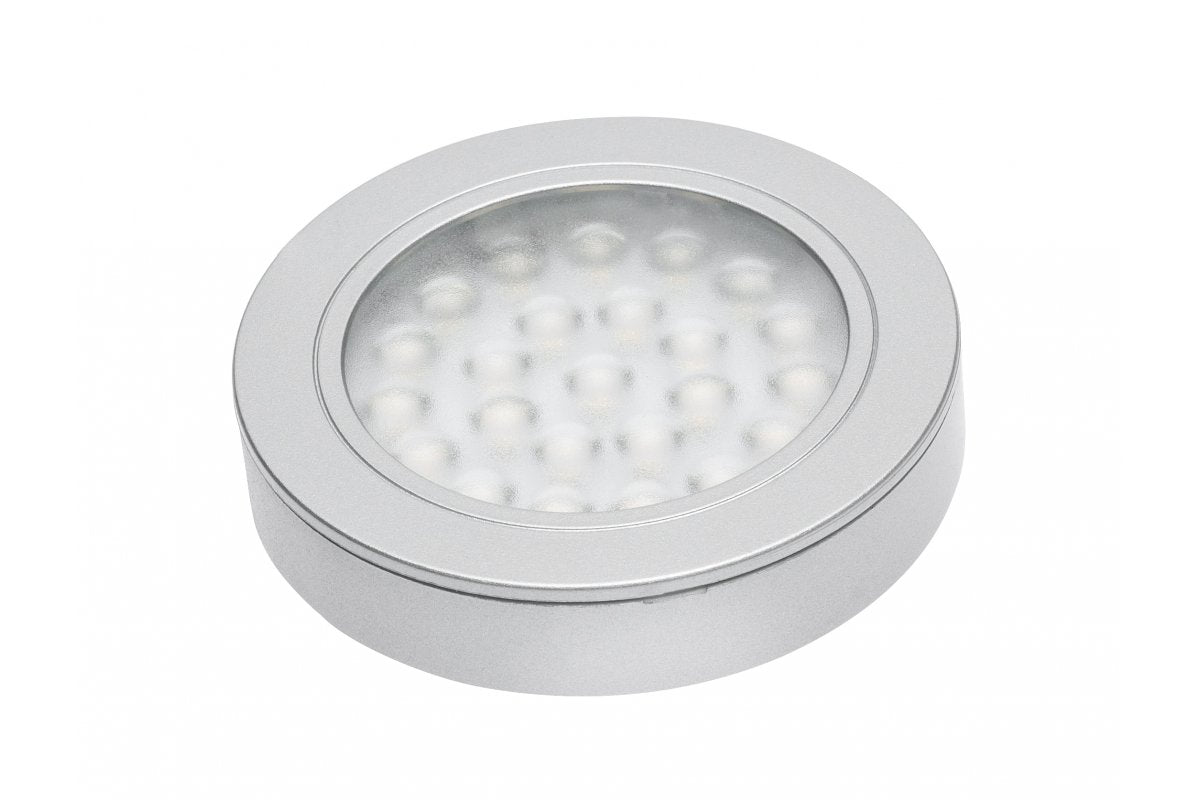 Silver recessed LED luminaire with Vasco distance, 12V DC, 1.7W, 24 SMD3528, warm white, 200cm