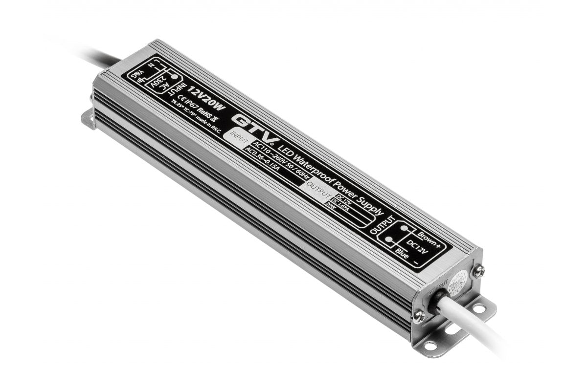 LED waterproof transformer, 20W, IP 67, DC12V