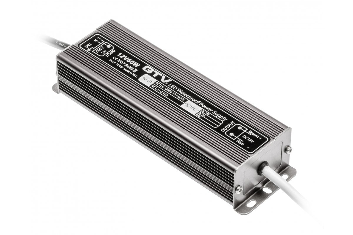 LED waterproof transformer, 60W, IP 67, DC12V