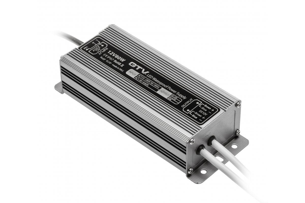 LED waterproof transformer, 80W, IP 67, DC12V